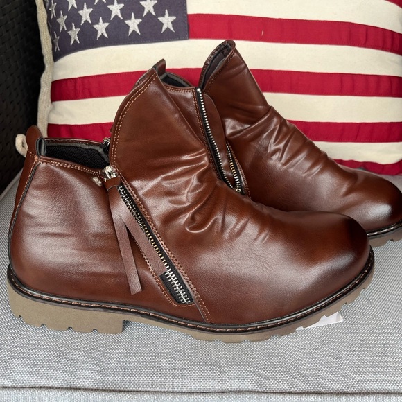 Tanner’s Shoes Brown Leather Boots Men’s 275(10)Double Zipper - Picture 3 of 8
